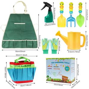 JARDINAGE - BROUETTE Kit d'outils de jardinage pour enfants - VGEBY - 9 pièces avec sac, gants et arrosoir