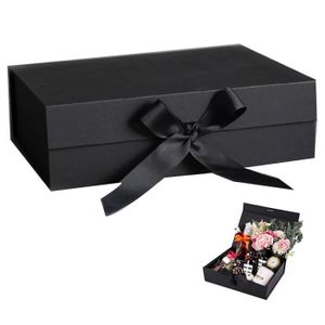FFIY Grande boîte cadeau noire de 17,8 cm avec couvercle et papier