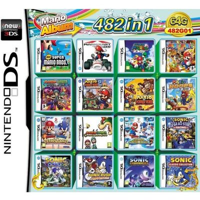 482 en 1 Cartouche de jeu DS Mario Multicart pour Nintendo DS NDSL