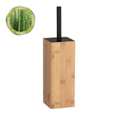 Five Simply Smart - Brosse WC Effet Marbre Plastique Noir Élégante 10,5 X 38 Cm Avec Brosse En Bambou