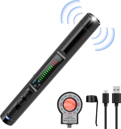 TJS-Detecteur Micro Espion Détecteur K18 RF sans Fil Camera Alarme GSM Anti- Espion Bug Détecteur Tracker Espion Améliorée GSM [65] - Appareil Photo