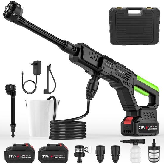 Pistolet Haute Pression Nettoyeur Haute Pression Sans Fil 120 Bar - 2 Batteries 6 Buses Voiture Jardin Maison Nettoyeur Buse 6 En 1