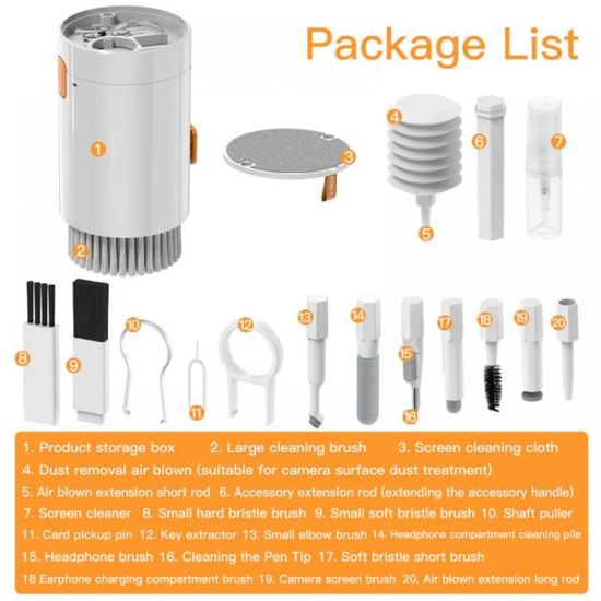Kit De Nettoyage Pour Clavier Biniveil - 10 Outils (brosses, Crochets) - Pour Ordinateur, Tablette, Souris - Portable