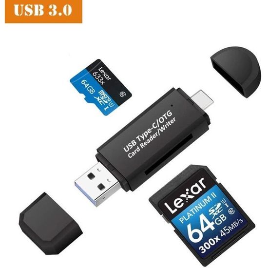 Eilife Lecteur de Carte Mémoire USB 3.0, Type C Lecteur de Carte SD/MicroSD OTG Adaptateur pour Macbook Pro, MacBook, iMac, Samsung