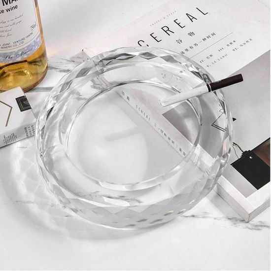 Cendrier Carré Cristal K9 – Transparent / Or / Noir – Grande Capacité Bureau & Maison
