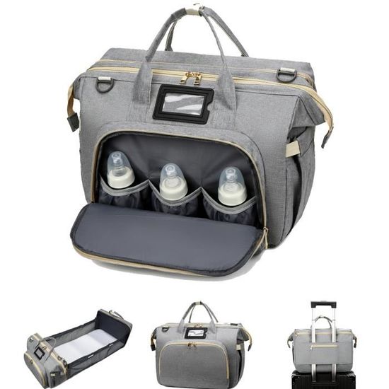 Sac a Langer Bebe Sacs a Langer Bandouliere avec Matelas a Langer Grande Sac a Dos Portable pour Bebe pour Voyage Sortie Gris Cdiscount Puericulture Eveil bebe