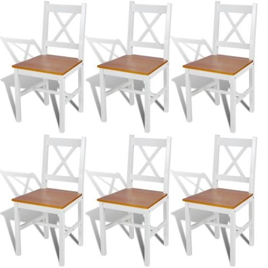 4827MEUBLE FR® Lot de 6 chaises Style Nordique,Chaise de Cuisine Salle à Manger Scandinave  Blanc Pinède SIZE:41,5 x 45,5 x 85,5 cm