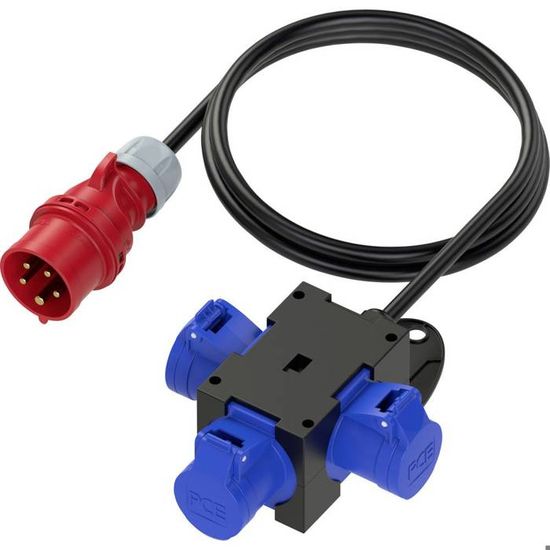 Distributore Mobile CEE 400V 16A PCE 9430439 – 3 Prese 230V Con Cavo 1,5 M E Spina 5 Poli | IP44 Per Cantieri E Officine