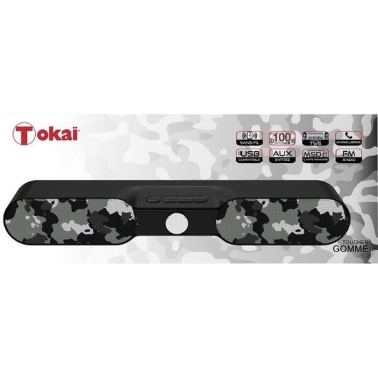 Barre de son camouflage gaming sans fil - Tokaï - Autonomie 5 heures - Noir - Camouflage Militaire