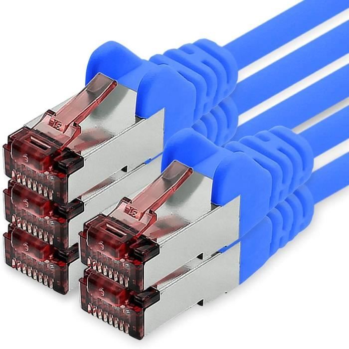 Lot De 5 Câbles Réseau Cat6 1m Vert - RJ45 Ethernet LAN Haute Vitesse Pour Routeur, Modem, PC Et Console