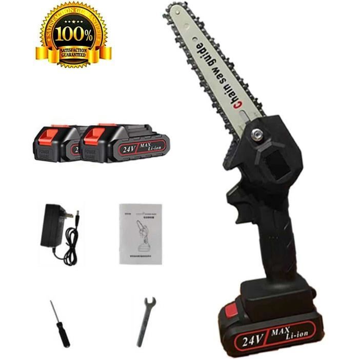 MEROUS-Mini tronçonneuse 6 pouces scie à chaîne électrique sans fil, tronçonneuse électrique portable 24 V, sécateur tronçonneuse