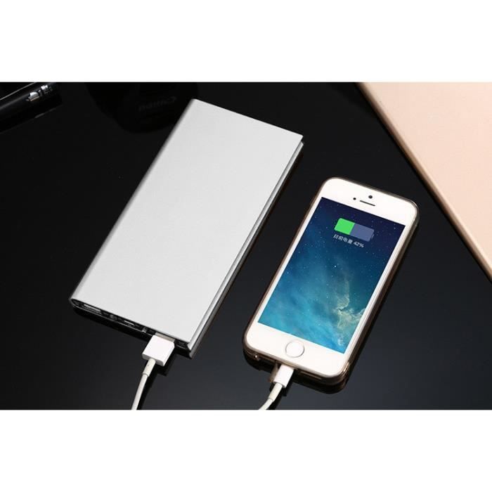 Batterie Externe Plate pour HUAWEI P30 Pro Smartphone Tablette Chargeur Universel Power Bank 6000mAh 2 Port USB (ARGENT)