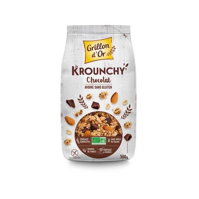 Krounchy chocolat avoine sans gluten 500gr - Grillon d'or