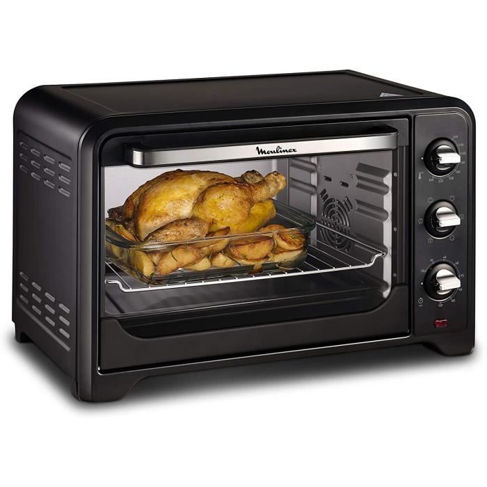 Moulinex Optimo 33L Four Electrique Chaleur tournante Noir 6 Modes de Cuisson pain pizza tartes gateaux patisseries Grille et Leche