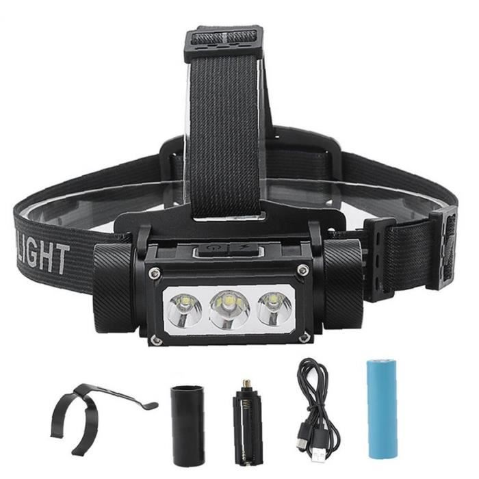 HeadLight tête de la torche LED Lampe frontale rechargeable lampe de poche étanche USB pour le camping de plein air Pêche