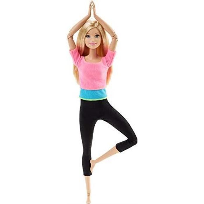 Barbie Made to Move poupée articulée Fitness ultra flexible blonde avec haut rose et 22 points d'articulations, jouet po DHL8