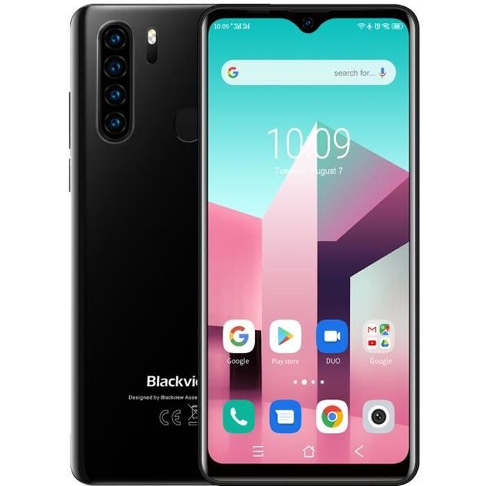 Smartphone 4G Pas cher BLACKVIEW A80 PLUS 4Go RAM 64Go ROM 6.49'' Écran Android 10 Octa Core Téléphone portable Débloqué - Noir