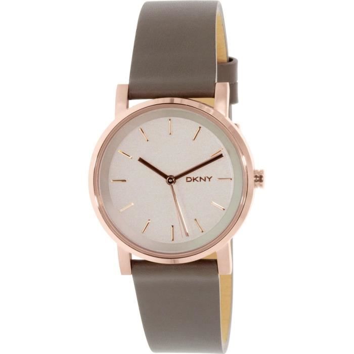 DKNY SOHO FEMME 34MM BRACELET CUIR GRIS QUARTZ ANALOGIQUE MONTRE NY2341