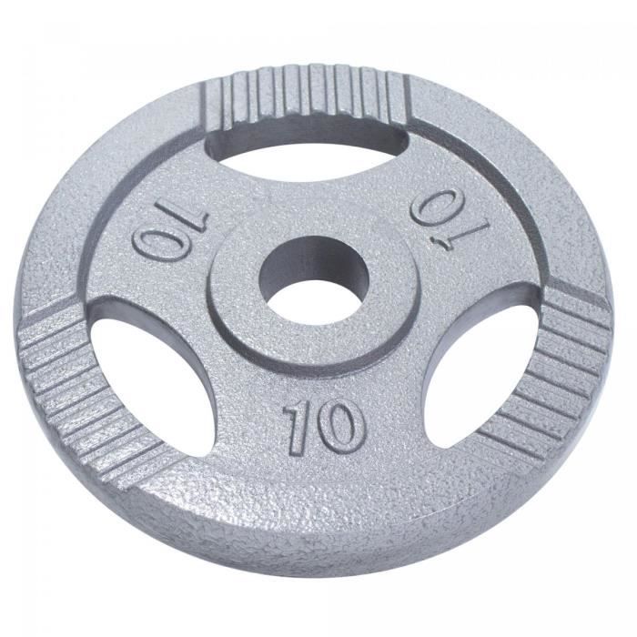 Poids olympiques en fonte avec poignées de 10 kg - 51 mm - gris