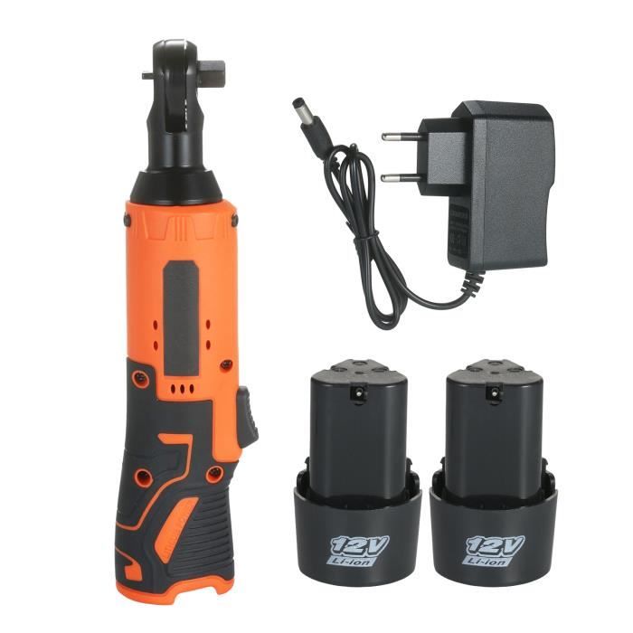 KKmoon 12V Clé à choc électrique sans fil outil à cliquet de puissance avec 2 batteries Rechargeables Prise EU Rouge