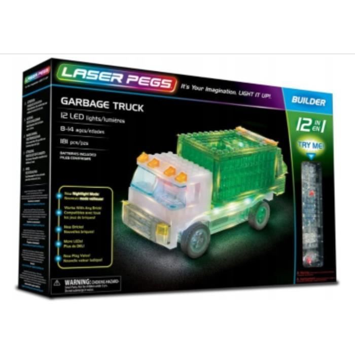 Blocs lumineux Laser Pegs LED Camion à ordures 12 modèles