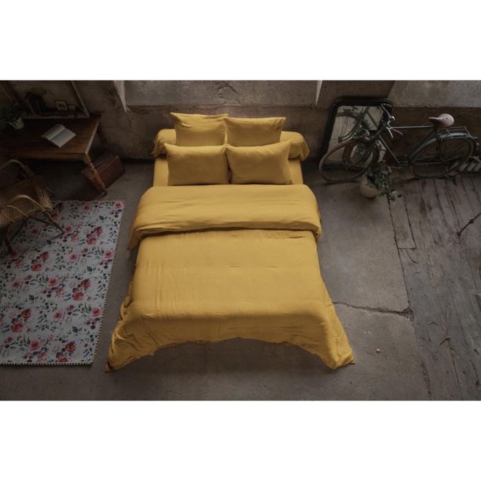 CDaffaires Housse de couette double gaze de coton 260 x 240 cm safran (yellow) Jaune