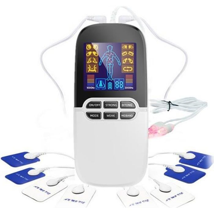 Leytn® Électrostimulateur musculaire Tens anti-douleur avec 8 électrodes réutilisables pour Dos Cou Douleurs musculaires