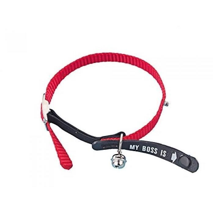 NOBBY 78038-01 COLLIER POUR CHAT AVEC INSCRIPTION MY BOSS IS ET ESPACE POUR ÉCRIRE LE NOM DU PROPRIÉTAIRE