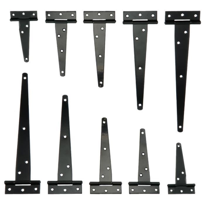10pcs charnières en forme de T de porte de couleur noire résistantes boucles CHARNIERE - FICHE - PAUMELLE D'AMEUBLEMENT - PIVOT