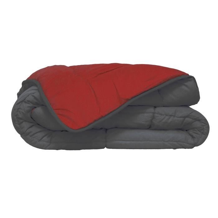 Couette Microfibre 400g/m² CALGARY Gris & Rouge 240x260cm