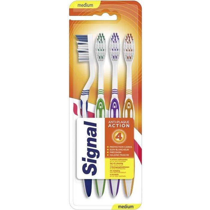 Lot de 4 - SIGNAL 4 Saisons Brosse à Dents, 4 Actions Medium