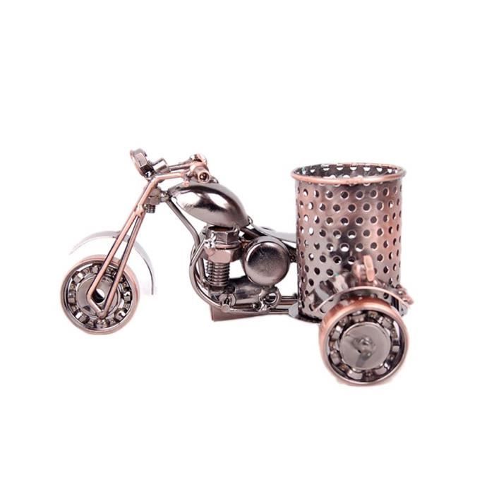 Porte-Stylos Artisanat en Fer Pot à Crayons Pot de Rangement Moto Modèle de Moto Créative Accessoires de Bureau(A@M1749