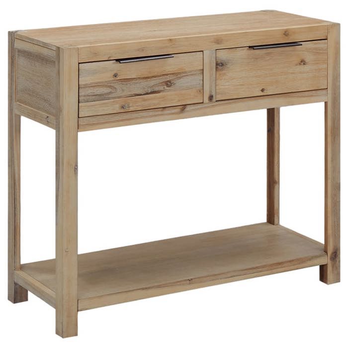 Table Console En Pin Massif 80x40x74 Cm - 3 étagères, Idéale Entrée Ou Salon - 1