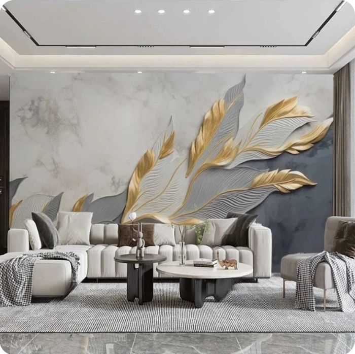 Songqians Papier Peint Panoramique Relief Floral Blanc Papier Peint 3D Tapisserie Murale Décoration Chambre Salon 400x280cm -SQ2175