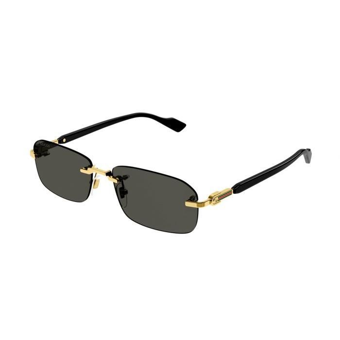 Lunettes de soleil Gucci 1221S pour femme de forme rectangulaire Couleur 001 Or avec verres gris fonce Calibre 56 Or Achat Vente lunettes de soleil Femme Noir Cdiscount