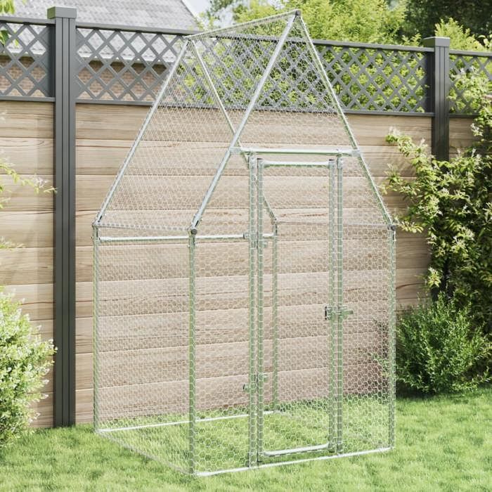 Comparer les prix de Enclos - Cage pour poules - argenté 100x100x190 cm - Acier galvanisé SS00289882