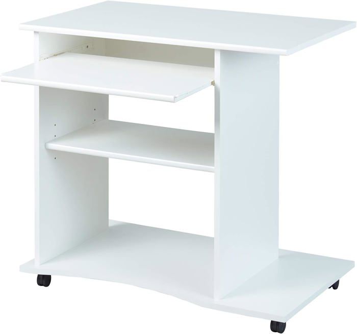 Leader Accessories Bureau d'ordinateur Pliable, Table d'ordinateur Portable, Table d'étude avec Étagères en Bois, Table Industrielle en Bois et Métal, Table de Bureau Pliante 80 * 45 * 72cm, Blanc