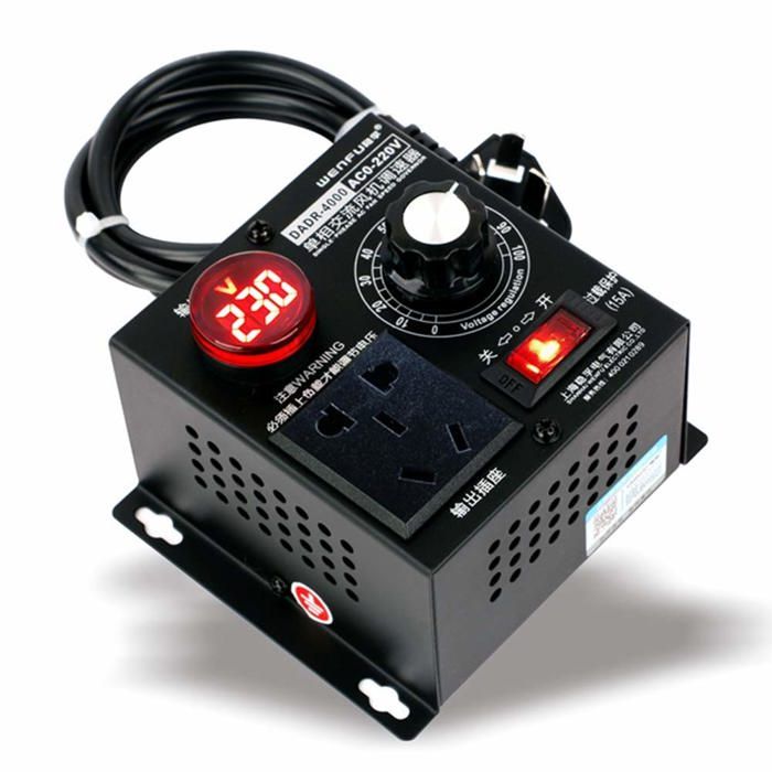 Variateur De Vitesse Pour Moteur 4000W, Régulateur De Tension SCR Haute Puissance ContrôLeur De Vitesse De Ventilateur De Moteur, ContrôLeur De Thermostat De Gradateur(220V EU Plug