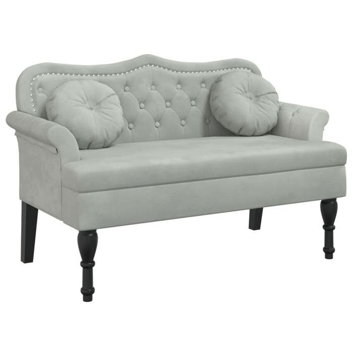 Banc - UU - avec coussins gris clair 1205x65x75 cm velours LL239102