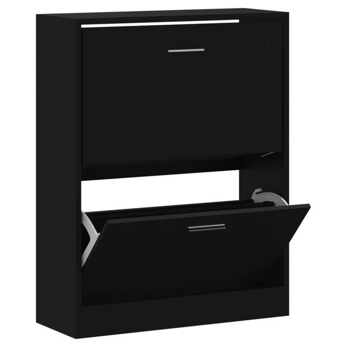 Armoire à Couloir - Armoire à chaussures - UU - Noir 63x24x81 cm Bois dingénierie CHY212605