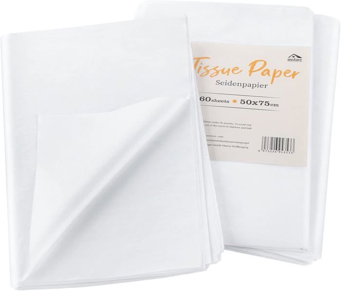 Lot de 60 feuilles de papier de soie vert clair métallisé pour sacs