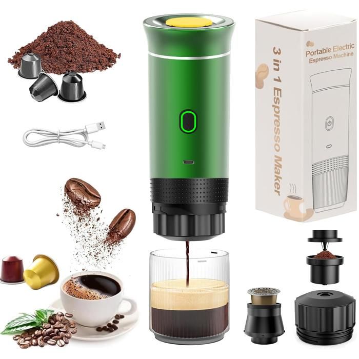 Machine à café portable cafetière chauffante portable cafetière de voiturecafetière à piles mini machine à expresso（Vert） - Unbranded