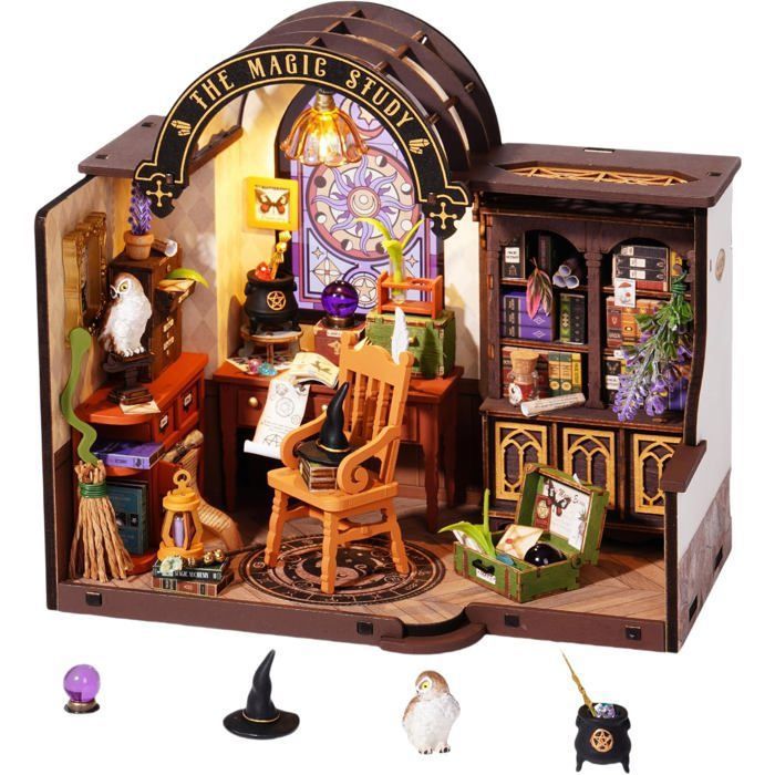 Puzzle 3D en bois à construire - ROBOTIME La maison Miniature DIY d’étude magique