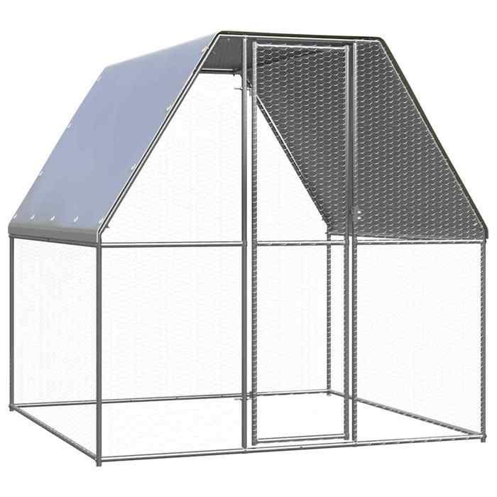 Enclos Pour Poules PawHut - 300x200x195 Cm, Pour 6-8 Poules - Toit UV, Mangeoire, Perchoir - Acier Galvanisé