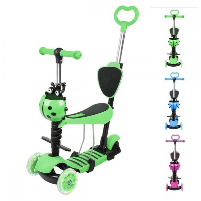 Trottinette Pour Enfants 5 En 1 Avec Siège Amovible,3 Pu Roues