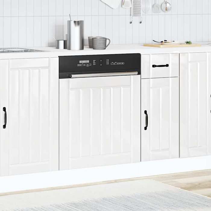 Clarence* Panneau pour lave-vaisselle - Meuble cuisine - Lucca blanc brillant bois ingénierie EU925993