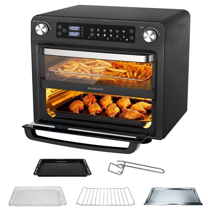 Four Electrique Friteuse sans Huile 36L MAGICFOX - Air Fryer OVEN XXL à Double Tiroir 1800W Multifonction - écran LED 10 - Magicfox