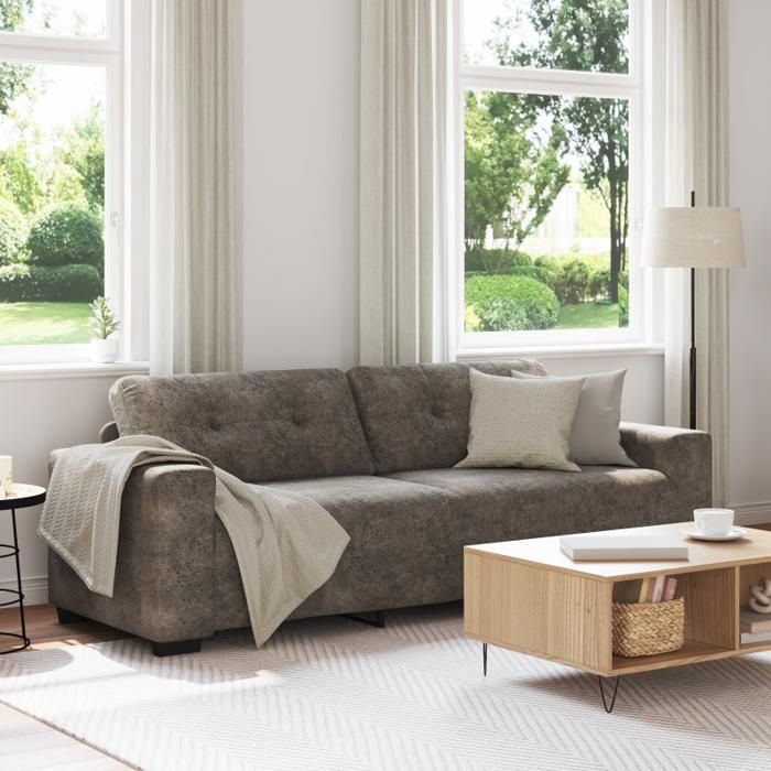 Canapé 3 places gris foncé 180 cm en simili cuir