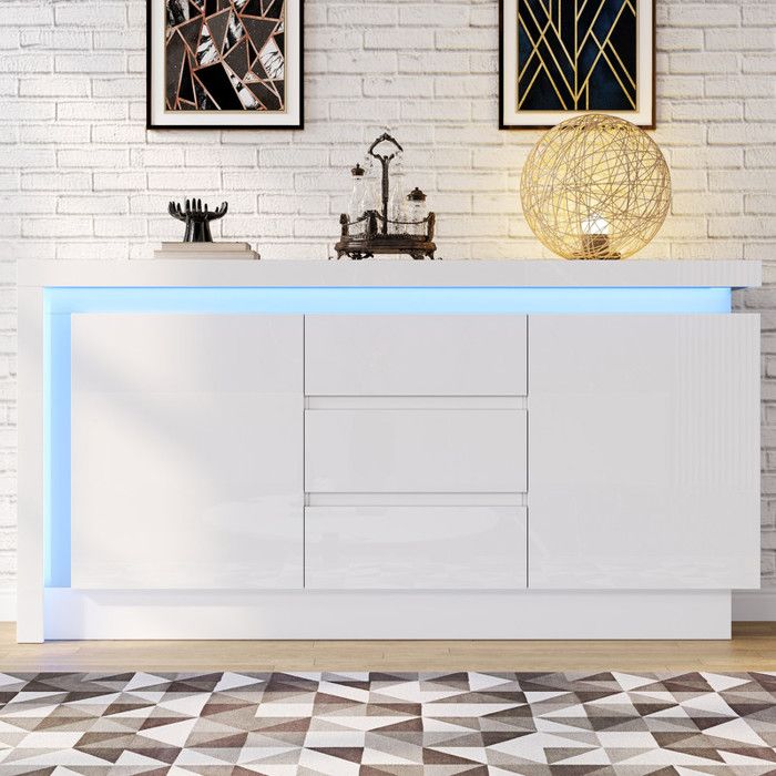 Buffet Learnlogic Memory 140 cm avec espace de rangement, bar à café avec 3 tiroirs Buffet Learnlogic Memory 140 cm avec espace de rangement, bar à café avec 3 tiroirs