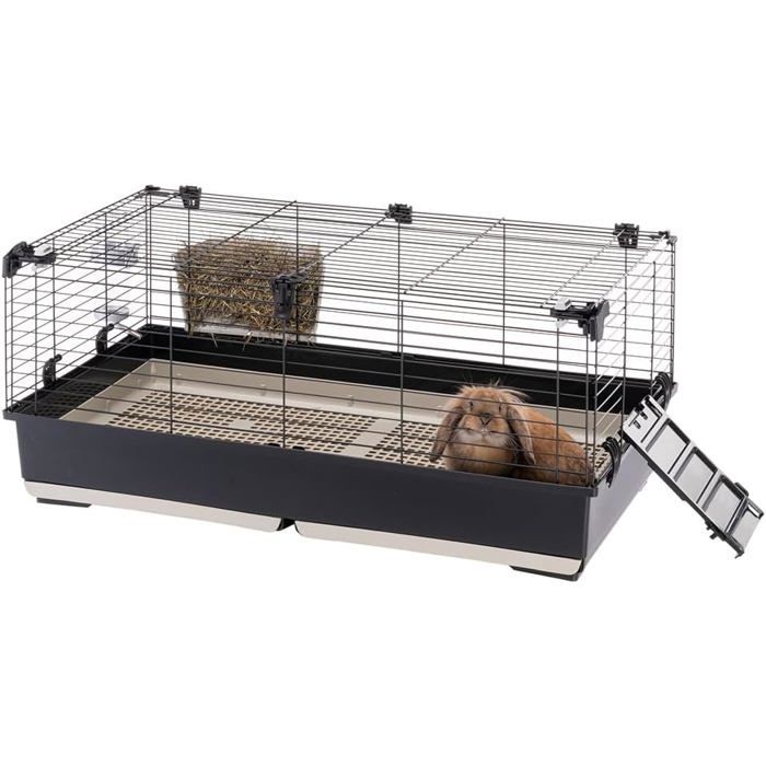Cage pour lapins et cochons dInde - FERPLAST - Tommy 100 - Toit ouvrant - Grille perforée - 2 plateaux amovibles Cage pour lapins et cochons dInde - FERPLAST - Tommy 100 - Toit ouvrant - Grille perforée - 2 plateaux amovibles